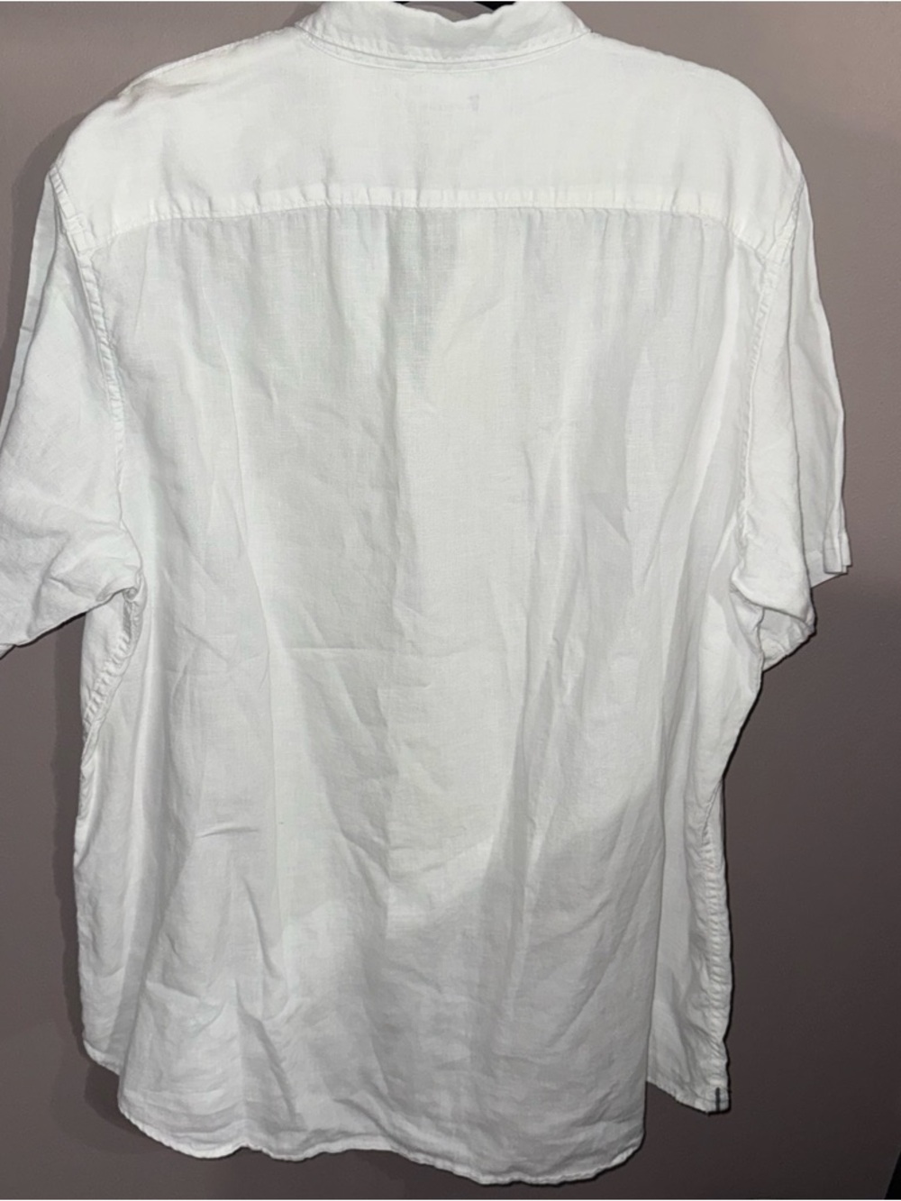 XLT Lands' End White Short-Sleeve Button-Down Linen Shirt - Picture 2 of 10